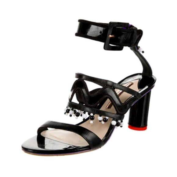 SOPHIA WEBSTER Patent Leather Beaded Accents Sandals - Picture 1 of 8